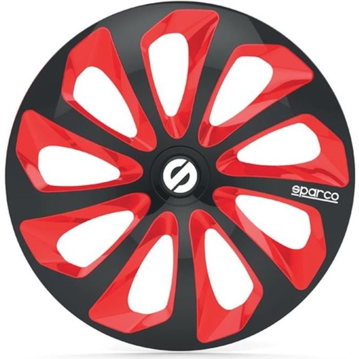 SPARCO 4 Enjoliveurs 14 Pouces Sicilia Noir et Rouge