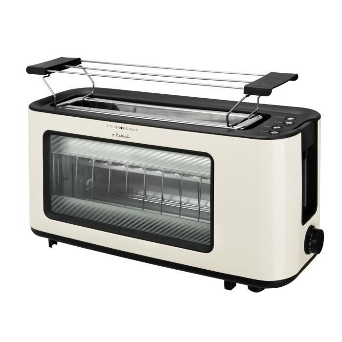 KALORIK TKG TO 1012 KTO Grille-pain large fente 38cm - 1100W - Niveau de brunissement réglable - 3 fonctions auto-Blanc cassé/Noir