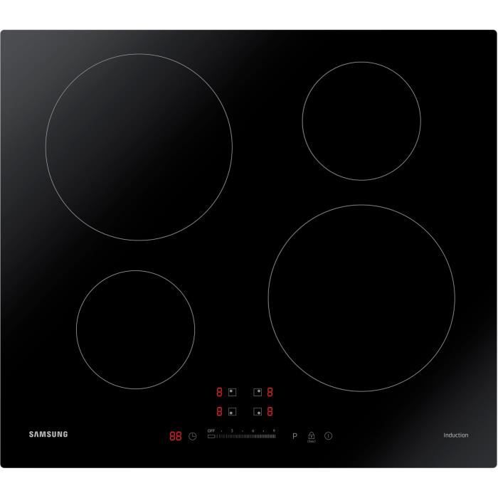 Table de cuisson induction SAMSUNG - 4 zones - L 59 x P 57 cm - Revêtement verre - Noir - NZ64M3707AK/EF