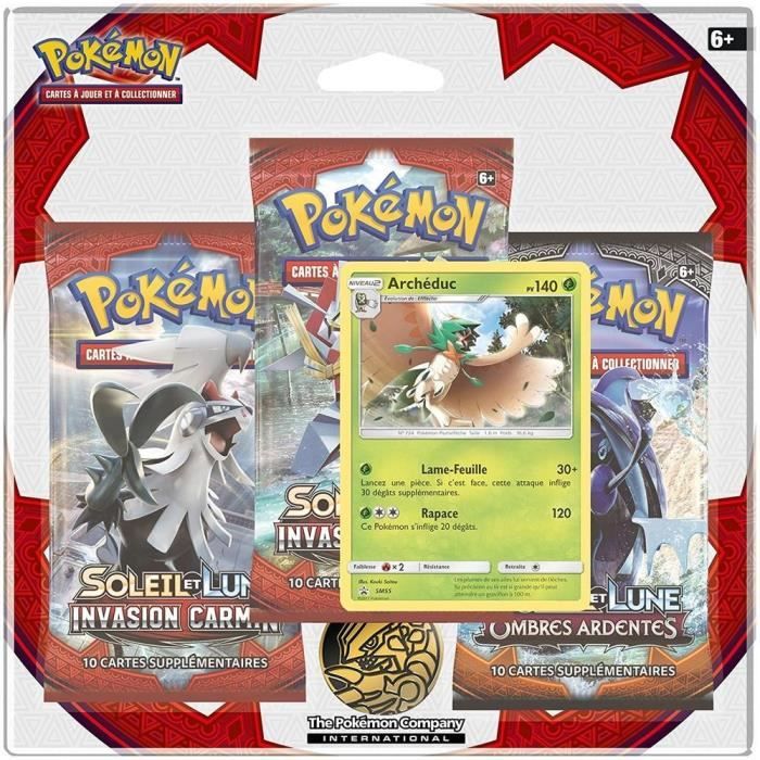 POKEMON Soleil et Lune 4 - Invasion Carmin - Pack de 3 Boosters SL04 - - 30 cartes Pokémon