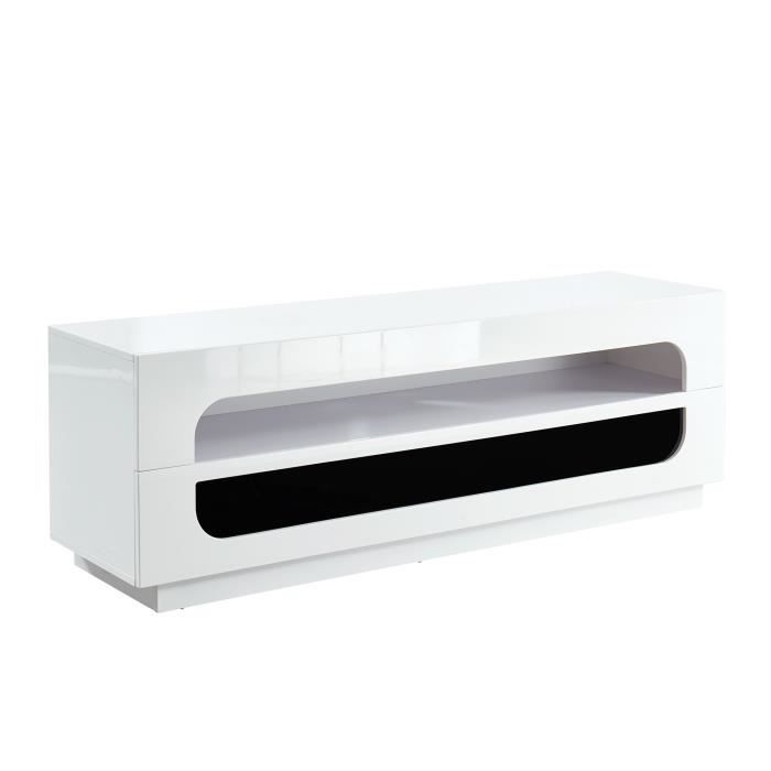 ANGEL Meuble TV bas contemporain blanc laqué brillant - L 150 cm