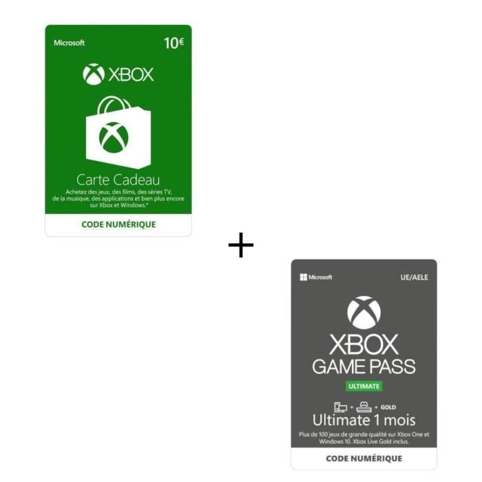 Abonnement Xbox Game Pass Ultimate 1 Mois + Code Numérique Xbox Live 10€ - Codes de Téléchargement pour Xbox One