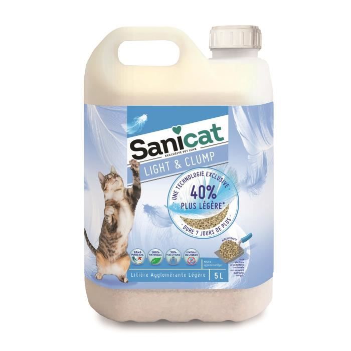 SANICAT Litière légère et agglomerante - 5 L - Pour chat
