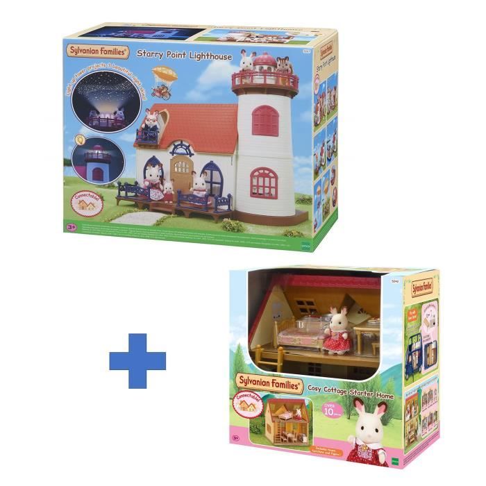SYLVANIAN FAMILIES 5267 Le Grand Phare Eclaire + 5303 Le Cosy Cottage du Village