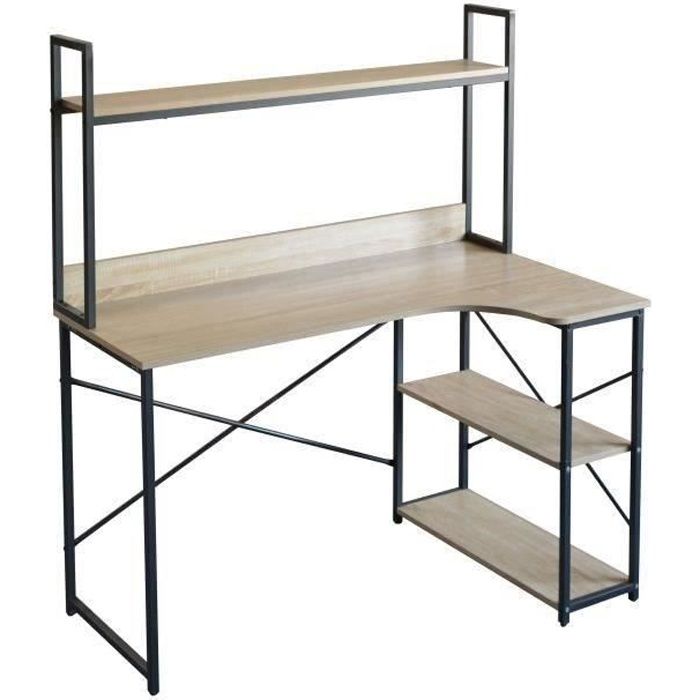 Bureau avec étagères en metal - L 120 x P 73 x H 135 cm - MANCHESTER