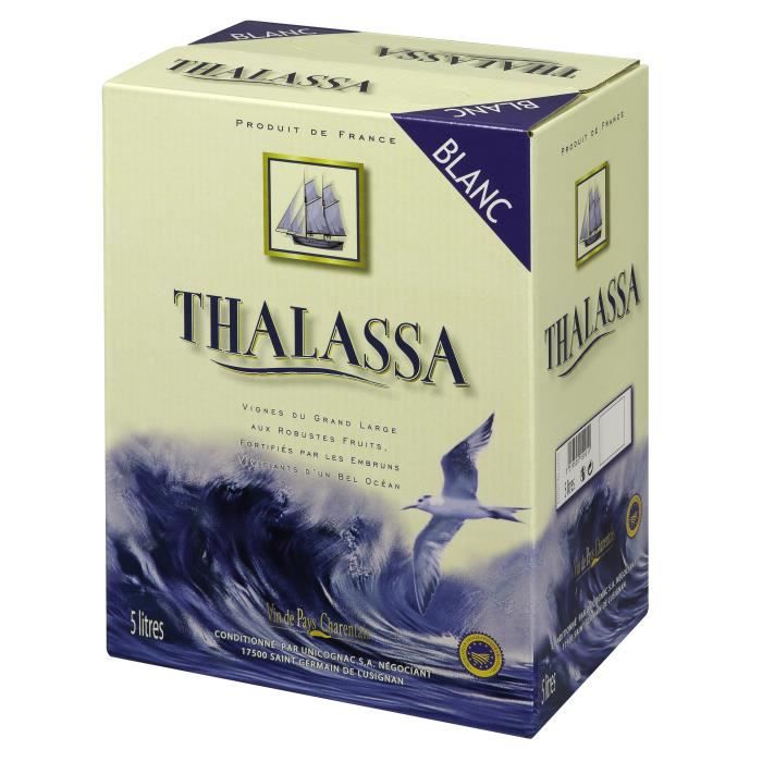 BIB Thalassa Vin de Pays Charentais - Vin blanc du Sud-Ouest - 5 L