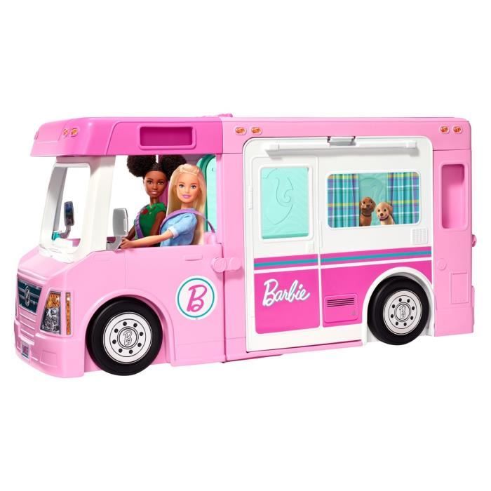 Barbie - Camping-Car de Rêve 3-en-1 - 55 cm - Dès 3 ans - 50 Accessoires