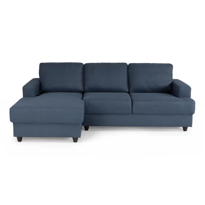 Canapé d'angle 4 places Bleu Tissu Pas cher Contemporain Confort