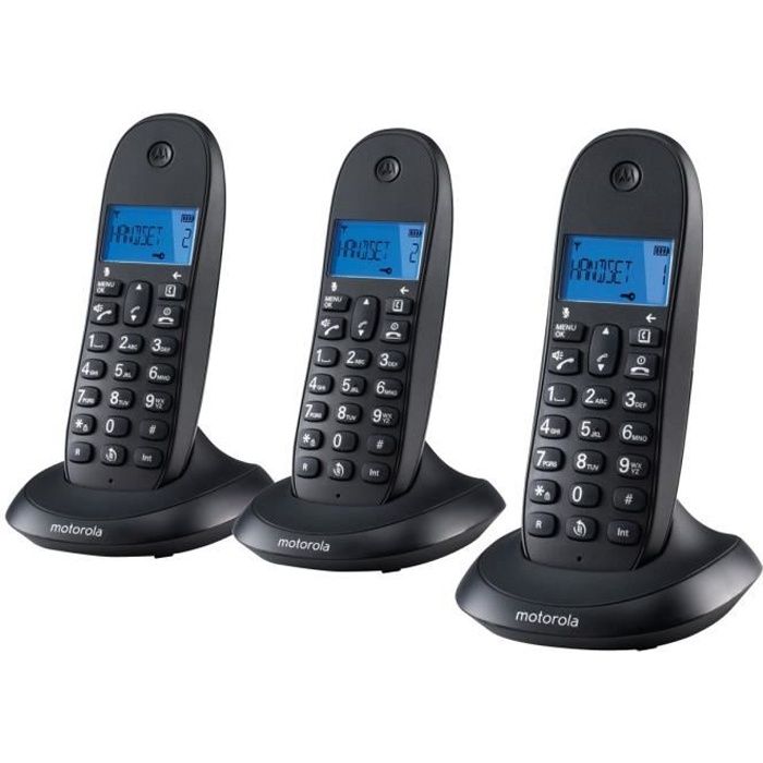 Motorola C1003LB+ Trio TéléphoneE Sans Fil Sans Répondeur Noir
