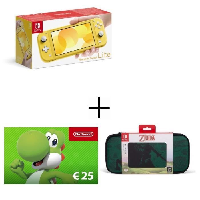 Pack Switch Lite Jaune + Carte Cadeau 25€ + Housse de Transport Zelda