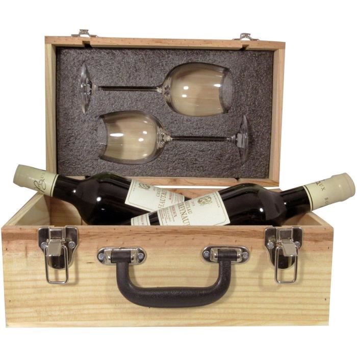 Valise Duo 2 verres + Bordeaux Château Haut Reynaud 2 x 75 cl