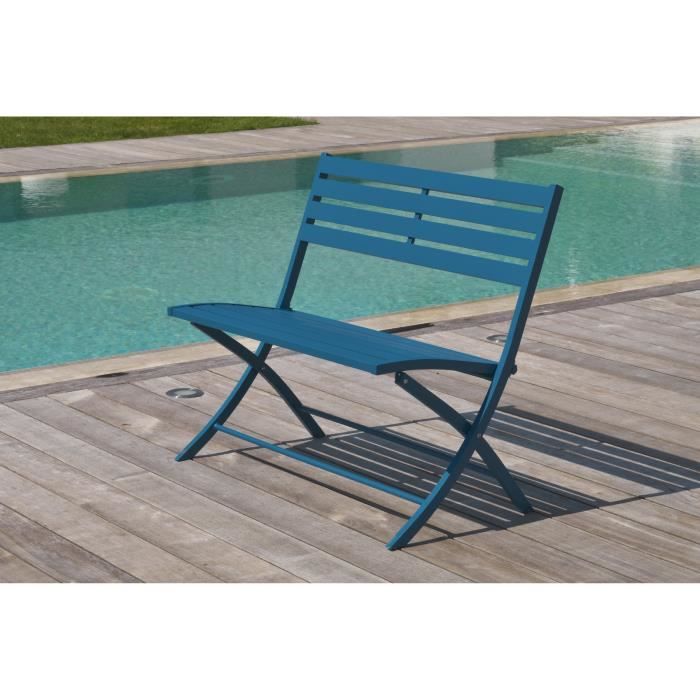 ALUMOB Banc de jardin pliant Marius en aluminium 97x16x97 cm - Bleu riviera