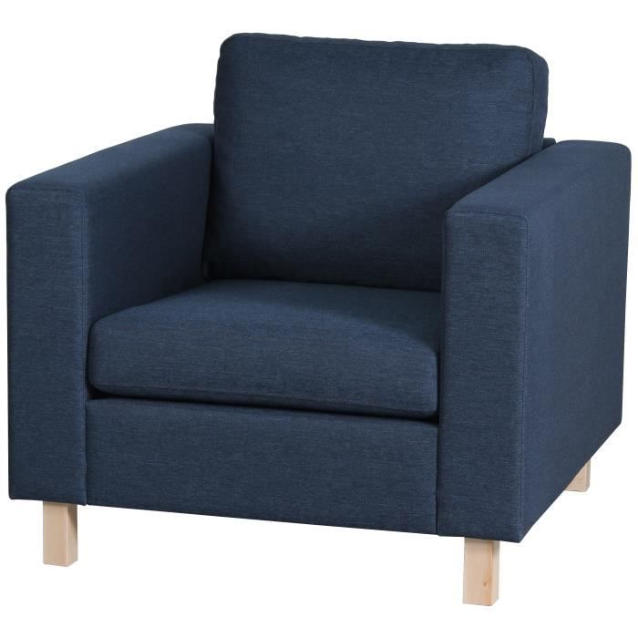 FINLANDEK Fauteuil SVEN - Tissu bleu - Scandinave - L 92 x P 92 cm