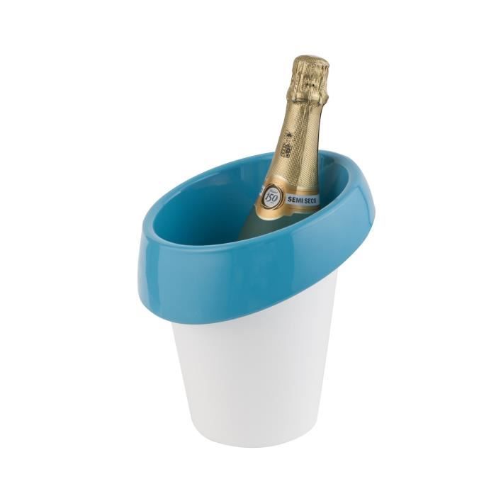 Seau à glace Icewave - ABS laqué - Blanc / Bleu - Pour 1 bouteille
