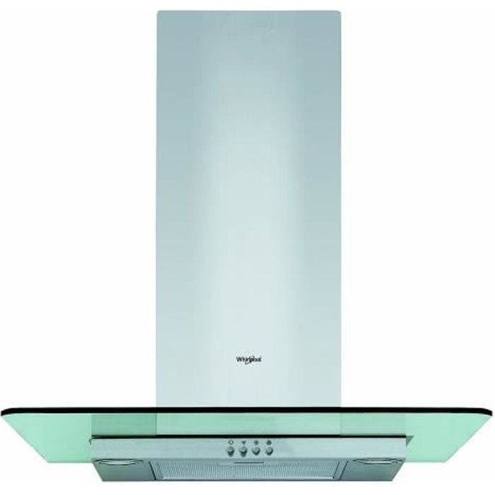 WHIRLPOOL WHFG65FLMX Hotte à visière - Evacuation et recyclage - 432 m3 air / h max - 65 dB max - 3 vitesses - L 60 cm - Inox + verr