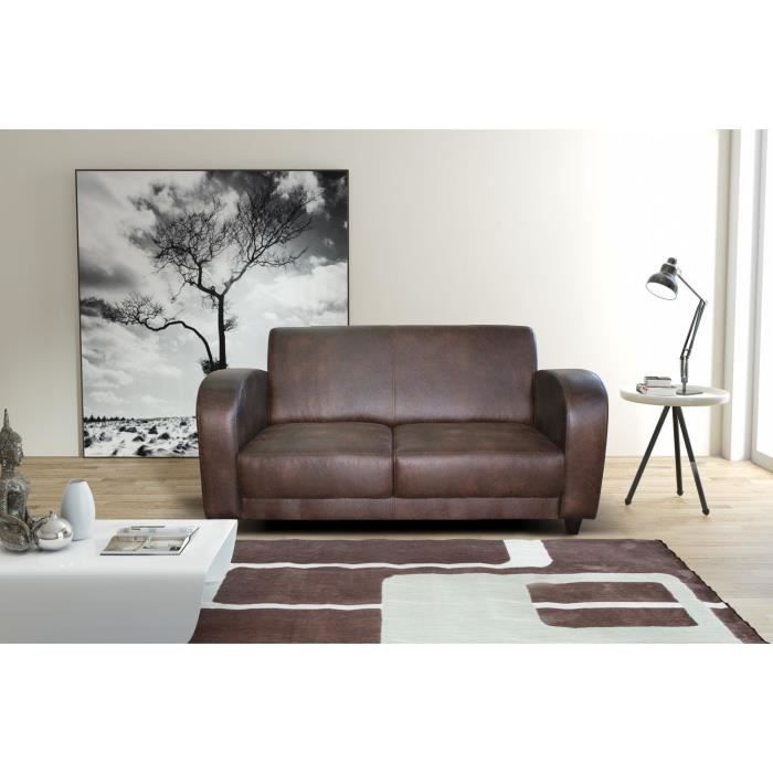 JAIPUR Canapé club 2 places -146x88x82 cm - Marron
