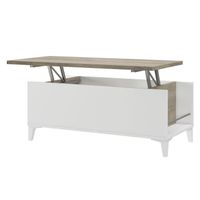 Table basse avec plateau relevable - Blanc/Chêne - L 100 x P 50/72 x H 42/55 cm - EVAN