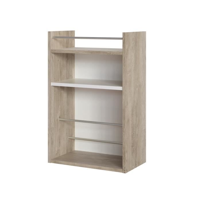 Meuble d'entrée + station d'hygiène - Décor chêne et blanc - L 43 x P 24 x H 66 cm