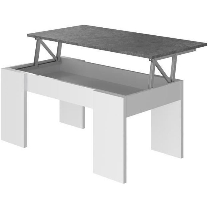 SWING Table Basse relevable - Blanc et gris - L 100 cm