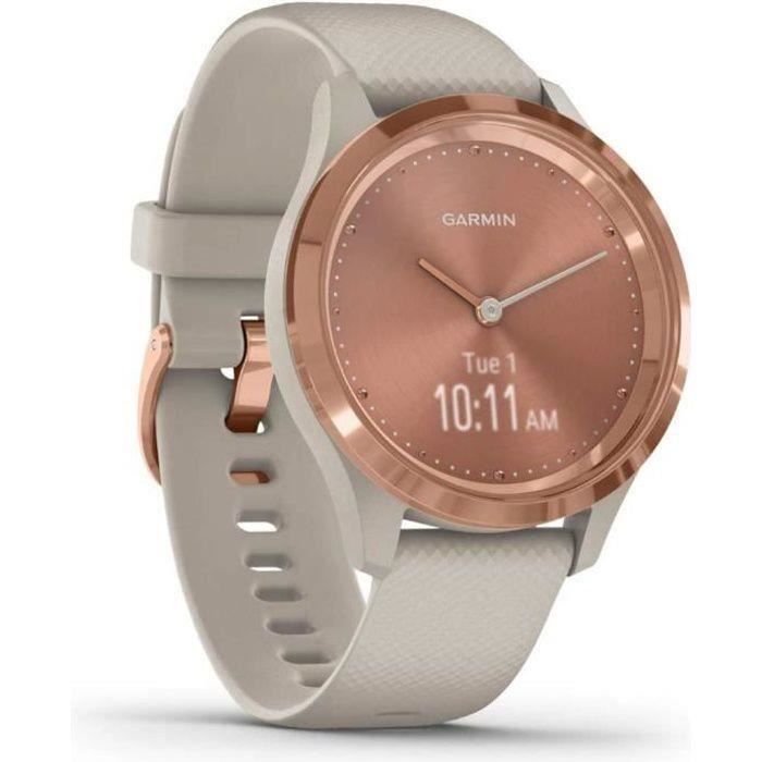 Garmin - Vivomove 3S - Montre Connectée à Aiguilles Mécaniques et écran Tactile - Suivi GPS à Cadran 39 mm - Rose Gold/ Navy