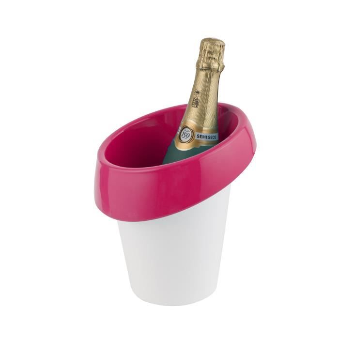 Seau à glace Icewave - ABS laqué - Blanc / Magenta - Pour 1 bouteille