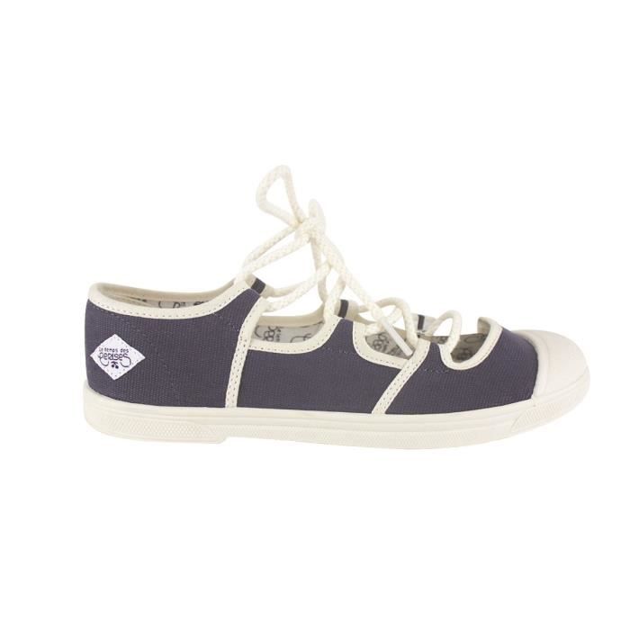 Baskets LE TEMPS DES CERISES Ballerine en Toile Marine Lacets Corde écru Femme