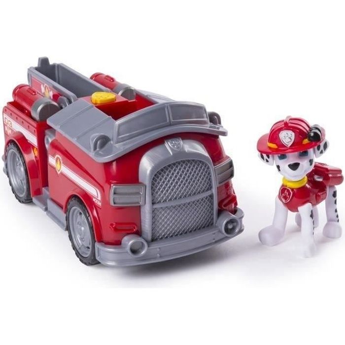 PAT PATROUILLE Figurine rouge Marcus + Camion de Pompier