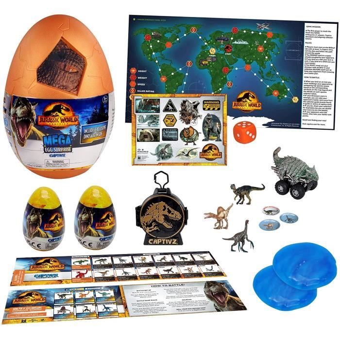 SILVERLIT JURASSIC WORLD DOMINION - Méga œuf Dinosaure avec 20 surprises à l'intérieur - 28 cm