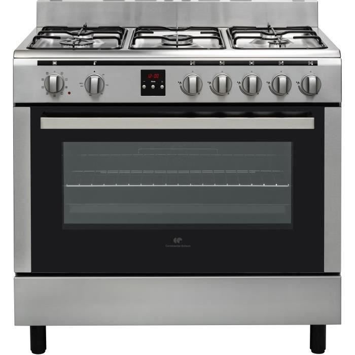 CONTINENTAL EDISON Cuisinière piano, four 101L catalyse, affichage digital, largeur 90 cm x hauteur 85 cm, INOX