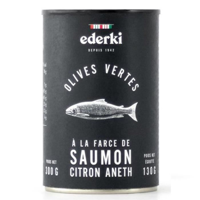 EDERKI Olives vertes à la farce de saumon, citron, aneth - 300 g
