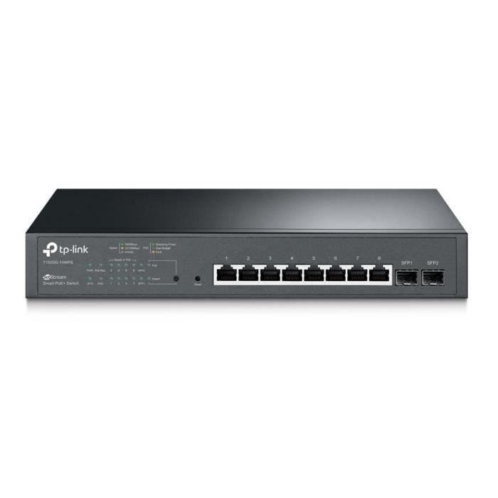 TP-LINK Smart Switch Niveau 2 T1500G-10MPS 8 Ports Gigabit RJ45 PoE+ 116W -2 Ports Gigabit SFP