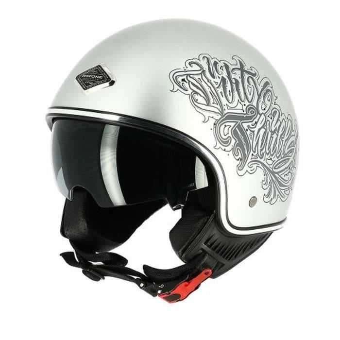 ASTONE Casque moto Jet mini 66 Dirty Thrills - Gris argenté mat