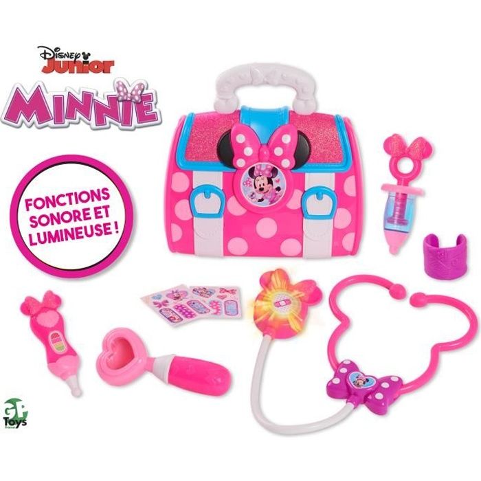 Minnie, Malette de Docteur, 8 accessoires, avec fonctions sonores et lumineuses, Jouet pour enfants 