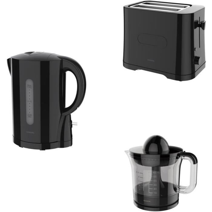 OCEANIC Set petit Dejeuner Boulloire + Grille Pain + Presse Agrume Noir