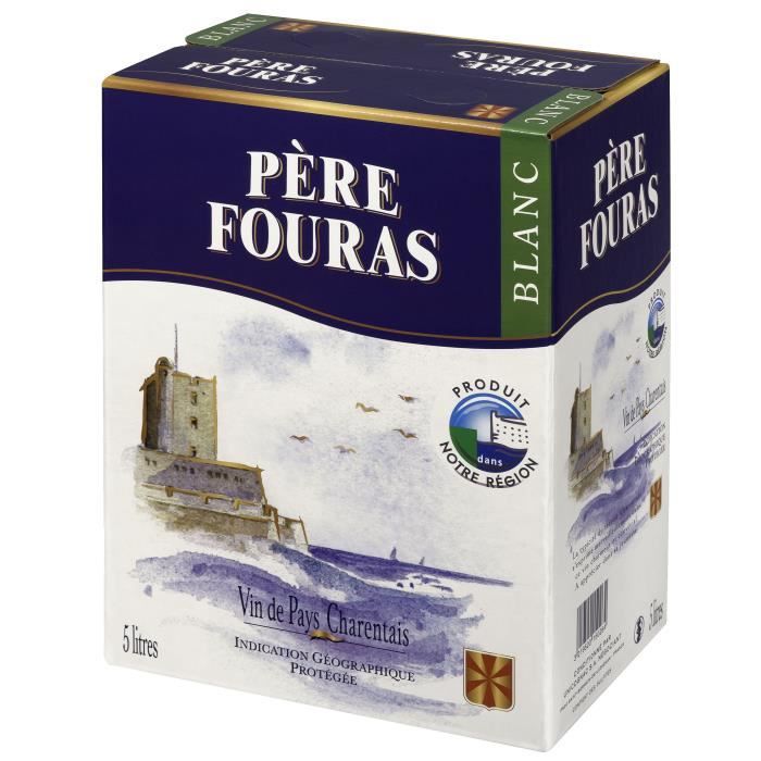 BIB Père Fouras Vin de Pays Charentais - Vin blanc du Sud-Ouest - 5 L
