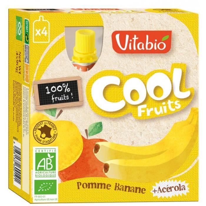 Vitabio - Cool Fruits Banane Pomme - Bio - Gourde - 4x90g