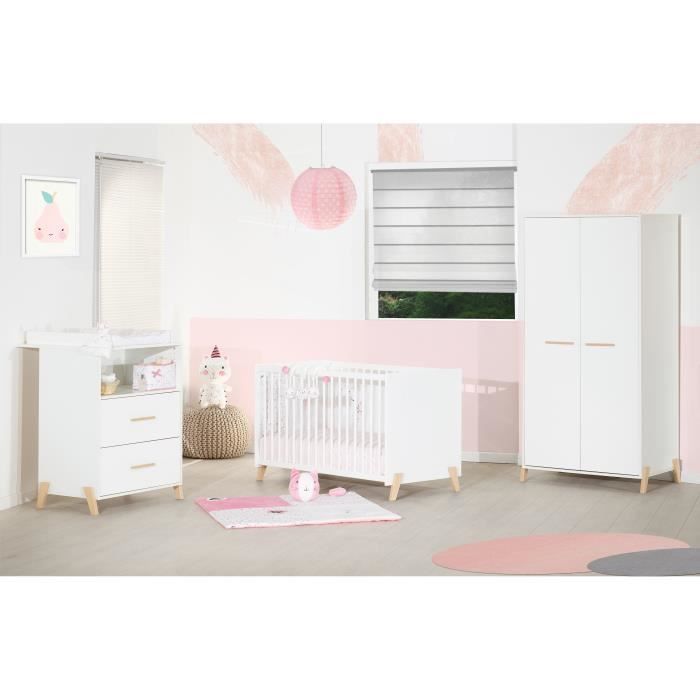 BABYPRICE - Chambre complète JOY NATUREL : Lit 60*120 cm + armoire + commode)