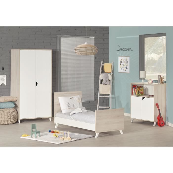 BABYPRICE - Chambre complète SCANDI NATUREL :Lit 70*140 cm + armoire + commode