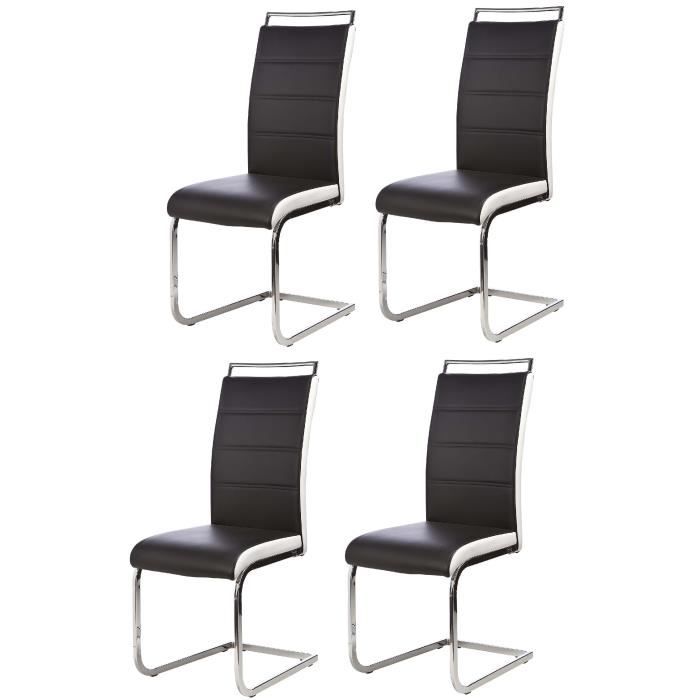 DYLAN Lot de 4 chaises salon noir blanc