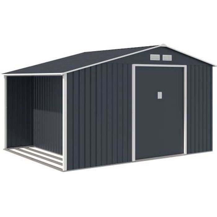 Abri de jardin acier 8,72 m2. avec kit d'ancrage inclus