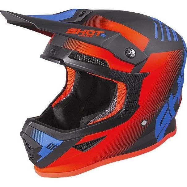 SHOT Casque cross Furious kid Trust - Noir, bleu et néon orange