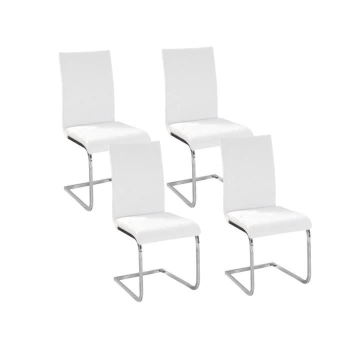 LEA Lot de 4 Chaises de salle à manger blanches