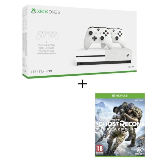 Xbox One S 1 To + 2 manettes + Ghost Recon Breakpoint Jeu Xbox One