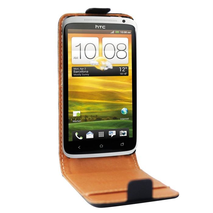 SWISSCHARGER Etui Flip cuir noir pour HTC One X