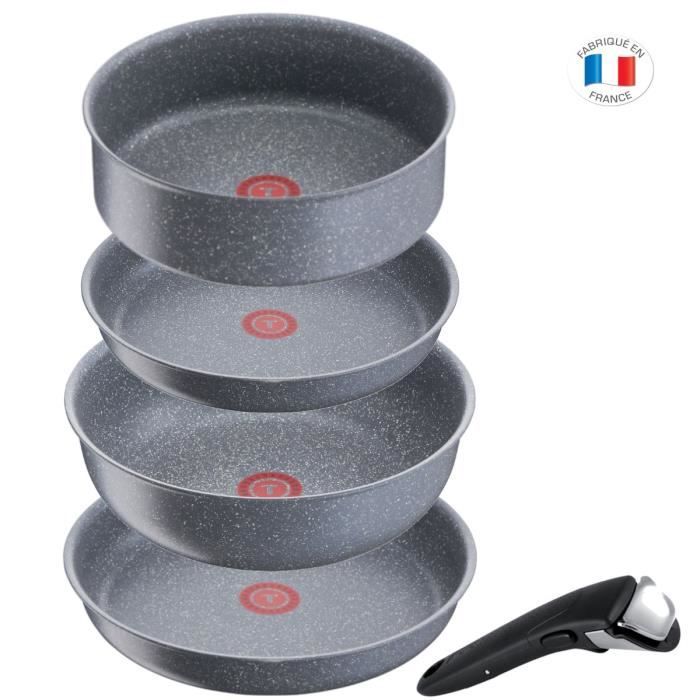 TEFAL Batterie de cuisine 5 pièces - effet pierre - Tous feux dont induction - Made in France