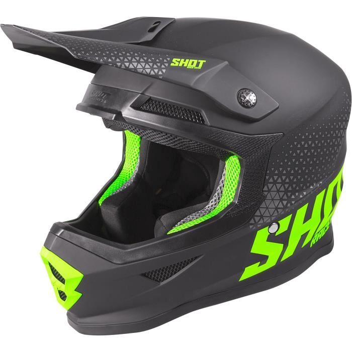 SHOT Casque cross Furious Raw - Noir néon et vert