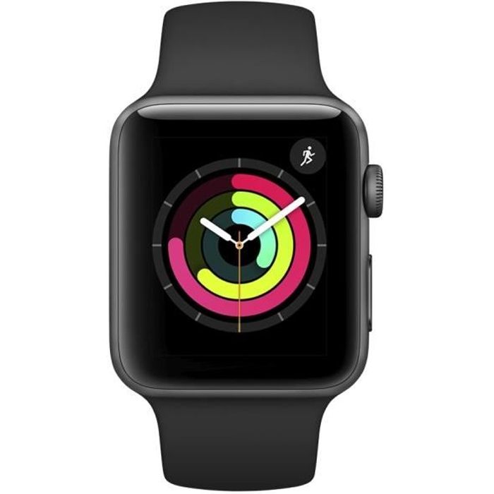 Apple Watch Series 3 GPS, 42mm Boîtier en aluminium gris sidéral avec bracelet sport noir