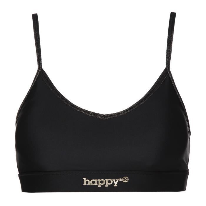 HAPPY & SO Brassière de danse - Femme - Noir et doré