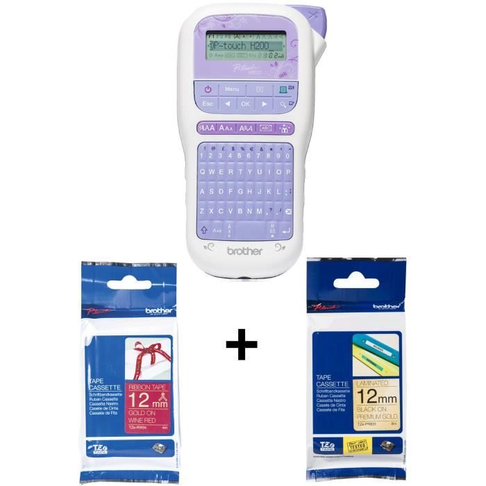 Pack BROTHER : Etiqueteuse portable et ludique PT-H200 - Transfert thermique - Monochrome + Ruban Tze-PR831 + Ruban TZE-RW34