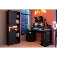 Bureau gamer MOBA - Avec rangements - LEDs - Gris - Achat & prix